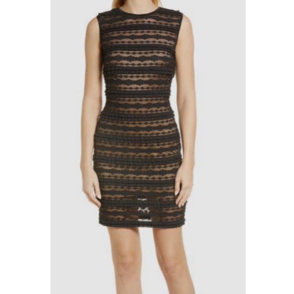 SHO by Tadashi Shoji Sleeveless Pucker Lace Mesh Mini Dress Women's Small